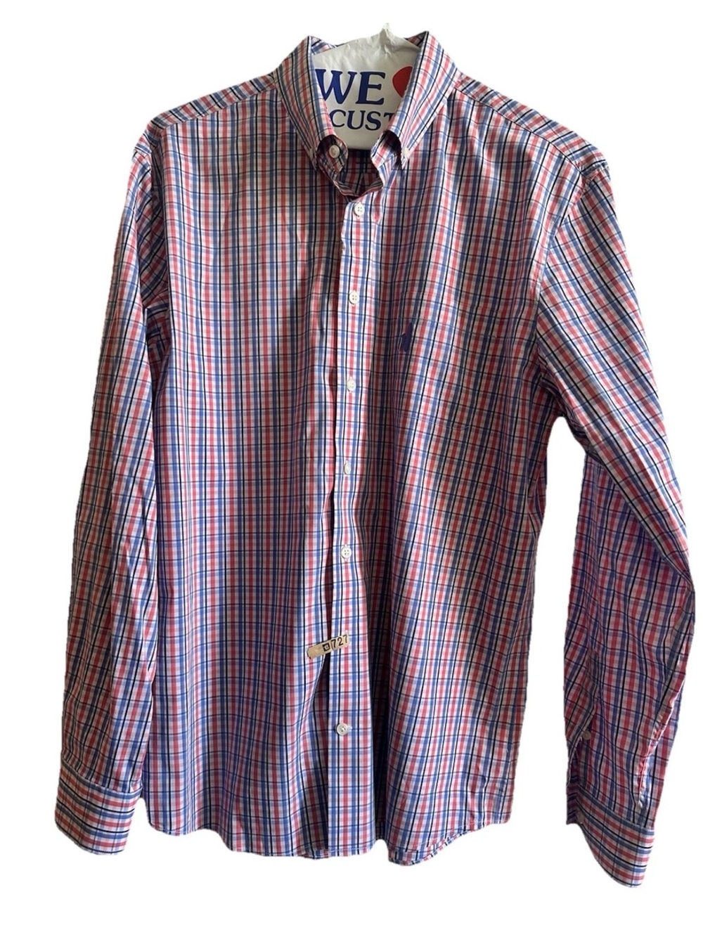 johnnie-O Pink and Blue Plaid Button-Down Shirt